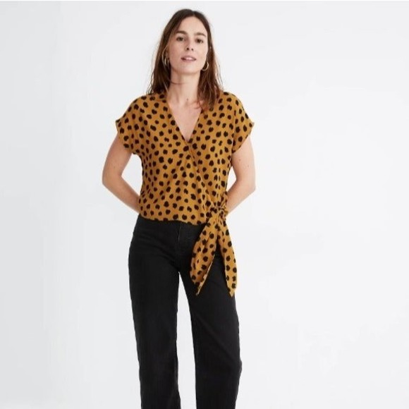Madewell Tops - Madewell Sash-Tie Wrap Top in Painted Spots Women's Size S